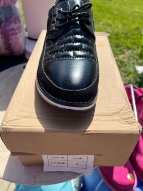 Men's Black Lace-Up Derby with Padded Stitch Detail
